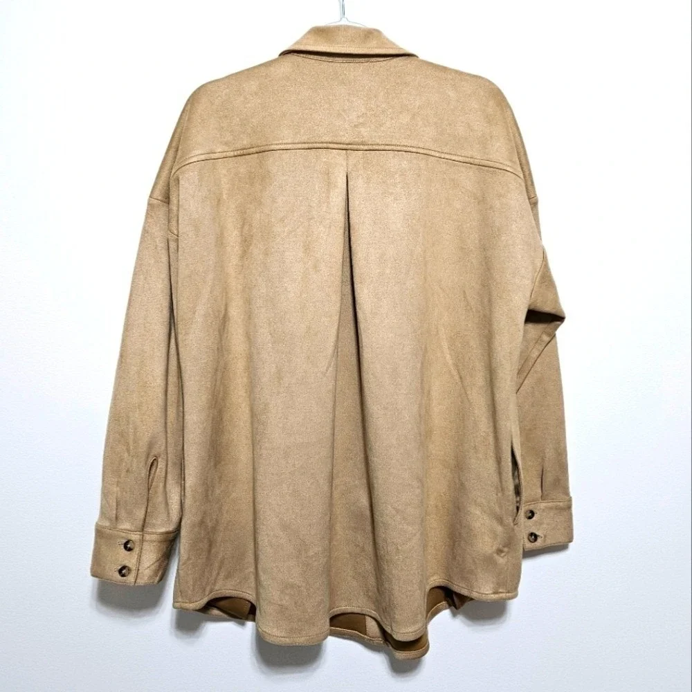 J. Jill‎ Womens NWOT Wearever Luxe Faux Suede Shirt Jacket Shacket Boho Brown XL